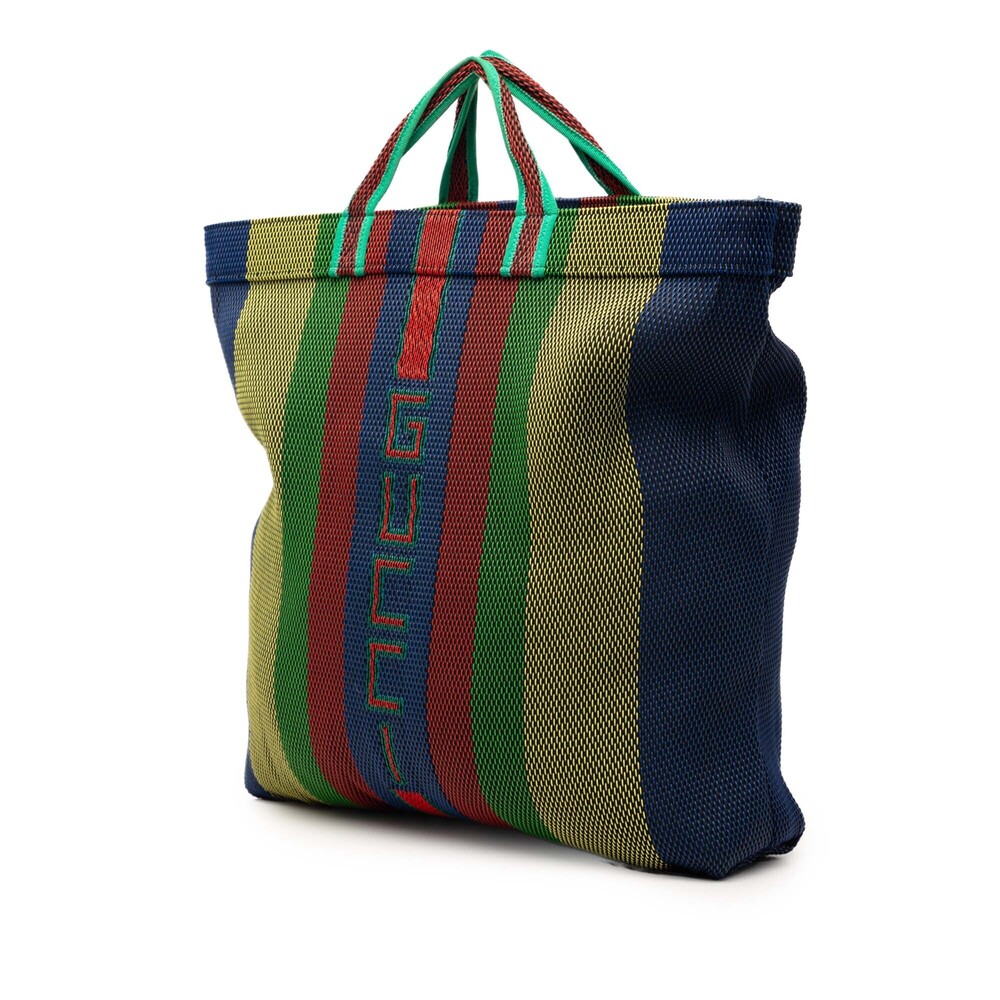 Pre-Loved Gucci Woven Rubber Web Logo Tote - Picture 2 of 7